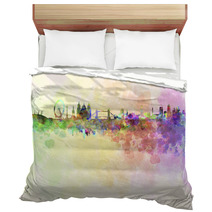 London Skyline In Watercolor Background Bedding 58130069