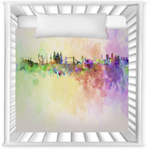 London Skyline In Watercolor Background Nursery Decor 58130069