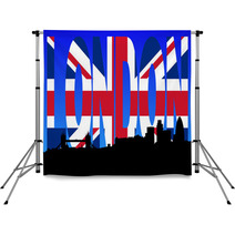 London Skyline With British Flag Text Illustration Backdrops 9635581