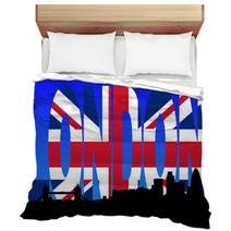 London Skyline With British Flag Text Illustration Bedding 9635581