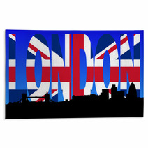 London Skyline With British Flag Text Illustration Rugs 9635581