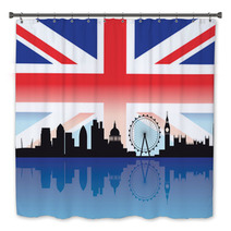London Skyline With Flag Bath Decor 25458515
