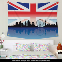 London Skyline With Flag Wall Art 25458515