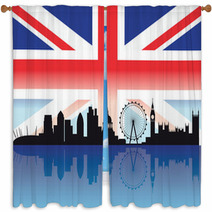 London Skyline With Flag Window Curtains 25458515