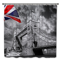 London Tower Bridge With Colorful Flag Of England Bath Decor 40710661