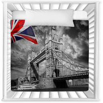 London Tower Bridge With Colorful Flag Of England Nursery Decor 40710661