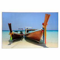 Long Tailed Boat At Koh Rok (Rok Island), Thailand. Rugs 63421219