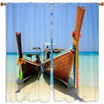 Long Tailed Boat At Koh Rok (Rok Island), Thailand. Window Curtains 63421219