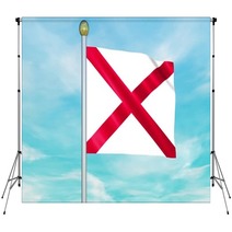 Looping Animated Flag Of Alabama On A Pole Backdrops 141162170