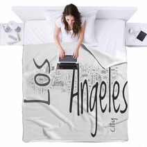 Los Angeles Collage Of Word Concepts Blankets 114733045