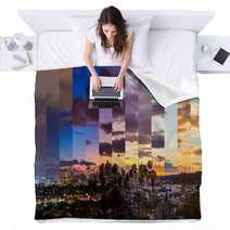 Los Angeles Slices Of Time Timelapse Sunset Day To Night Blankets 139269991