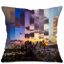 Los Angeles Slices Of Time Timelapse Sunset Day To Night Pillows 139269991