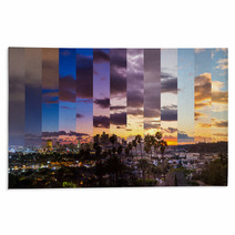 Los Angeles Slices Of Time Timelapse Sunset Day To Night Rugs 139269991
