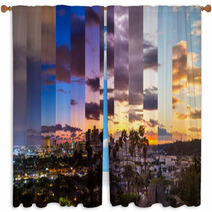 Los Angeles Slices Of Time Timelapse Sunset Day To Night Window Curtains 139269991