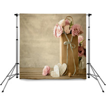 Love Background With Pink Flowers Bow And Paper Handmade Backdrops 92336117
