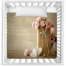 Love Background With Pink Flowers Bow And Paper Handmade Nursery Decor 92336117