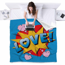 Love Cartoon Falling In Love Pop Art Blankets 52679290