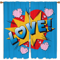 Love Cartoon Falling In Love Pop Art Window Curtains 52679290