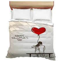 Love Greeting Card With Embracing Couple Bedding 60387128