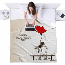 Love Greeting Card With Embracing Couple Blankets 60387128