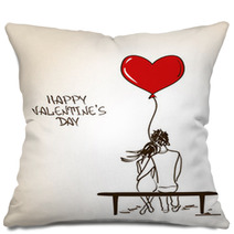 Love Greeting Card With Embracing Couple Pillows 60387128