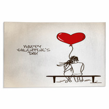 Love Greeting Card With Embracing Couple Rugs 60387128