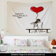 Love Greeting Card With Embracing Couple Wall Art 60387128