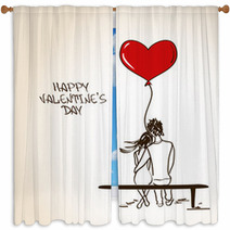 Love Greeting Card With Embracing Couple Window Curtains 60387128