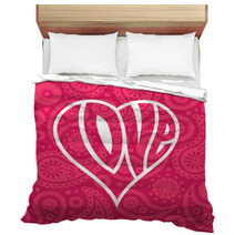 Love Heart On Seamless Paisley Background Bedding 67971791