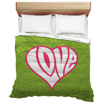 Love Heart On Seamless Paisley Background Bedding 67971792