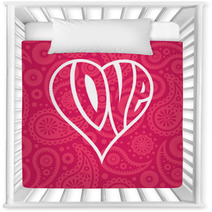Love Heart On Seamless Paisley Background Nursery Decor 67971791