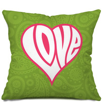 Love Heart On Seamless Paisley Background Pillows 67971792