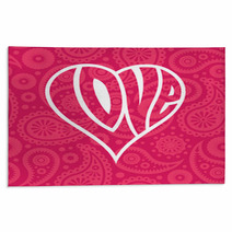 Love Heart On Seamless Paisley Background Rugs 67971791