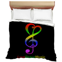 Love, Peace And Music Bedding 39127166