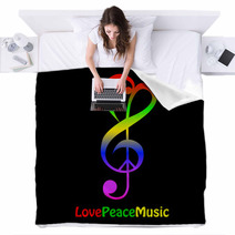 Love, Peace And Music Blankets 39127166