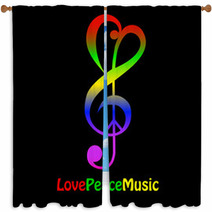Love, Peace And Music Window Curtains 39127166