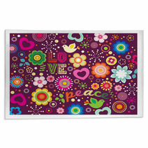 Love Peace Groovy Graphic Rugs 12282149