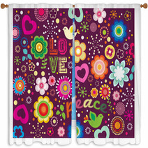 Love Peace Groovy Graphic Window Curtains 12282149