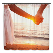 Love - Romantic Couple Holding Hands, Beach Sunset Bath Decor 55052717