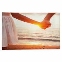 Love - Romantic Couple Holding Hands, Beach Sunset Rugs 55052717