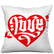 Love Typography. Heart Typography. Gothic Lettering. Pillows 54079527