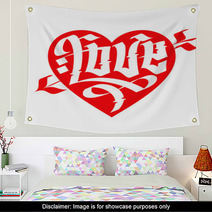 Love Typography. Heart Typography. Gothic Lettering. Wall Art 54079527