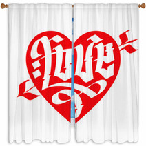 Love Typography. Heart Typography. Gothic Lettering. Window Curtains 54079527