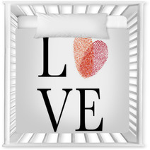 Love With Red Fingerprint Heart, Vector Nursery Decor 48344946