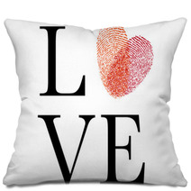 Love With Red Fingerprint Heart, Vector Pillows 48344946