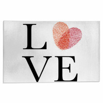 Love With Red Fingerprint Heart, Vector Rugs 48344946