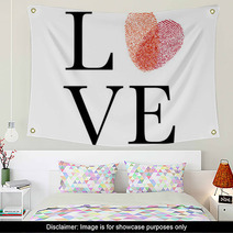 Love With Red Fingerprint Heart, Vector Wall Art 48344946