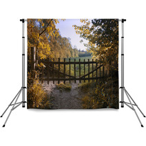Lovely Old Gate Into Countryside Field Autumn Landscape Backdrops 68928032