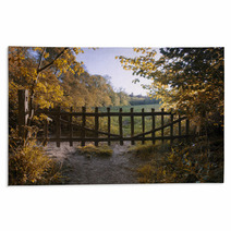 Lovely Old Gate Into Countryside Field Autumn Landscape Rugs 68928032