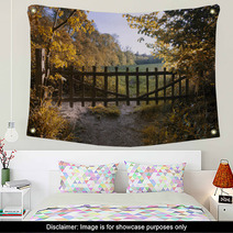 Lovely Old Gate Into Countryside Field Autumn Landscape Wall Art 68928032